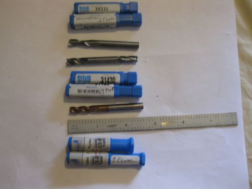 6 new 1/4&#034; solid carbide   end mills.2 flute--3 flute &amp; 4 flute.