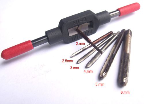 6pcs 2mm 2.5mm 3mm 4mm 5mm 6mm hand taps taper plug gun bottom m1-m8 tap wrench for sale