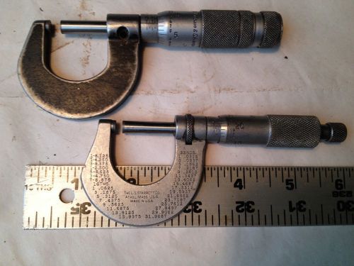 MACHINIST LATHE TOOLS LOT OF 2 MICROMETER(S) STARRETT 230 1&#034; &amp; BROWN &amp; SHARPE 1&#034;