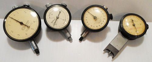 4 VINTAGE, WORKING, MACHINIST`S DIAL MICROMETERS or TEST INDICATOR GAUGE