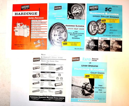 HARDINGE 5PC ADVERTISEMENT LOT #RR296 lathes Milling  collets chucks et