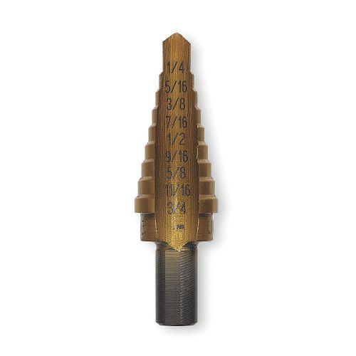 Tin Coated Step Drill Bit, 1/4-3&amp;#x2f;4 In 15103