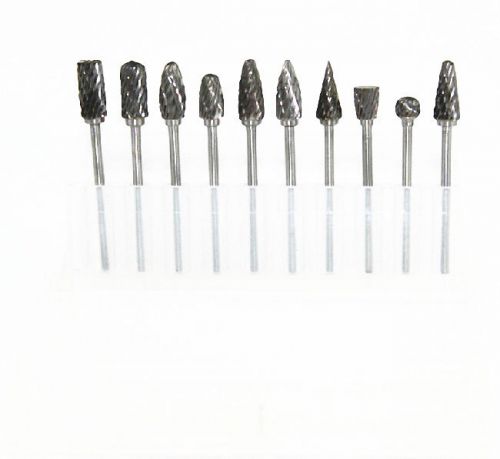 10 Pcs Solid Carbide Bur Burr Double Cut Set 2.35mm Shank