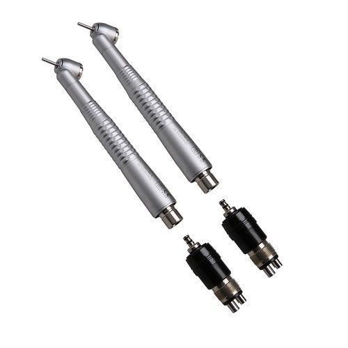 2X Dental 45 Degree High Speed Handpiece Push Button w 4 Hole Quick Coupler