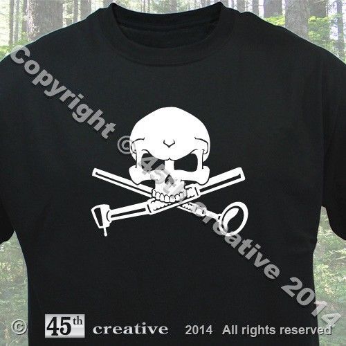 Dentist Crossbones T-Shirt XL - dental drill handpiece tool mirror probe t shirt