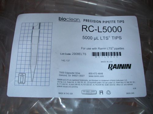 250 pack Rainin RC-L5000 Disposable 5000 uL LTS Pipette Tips