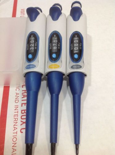 Set of 3 biohit mline single channel pipette m10, m100, m1000, #1 for sale