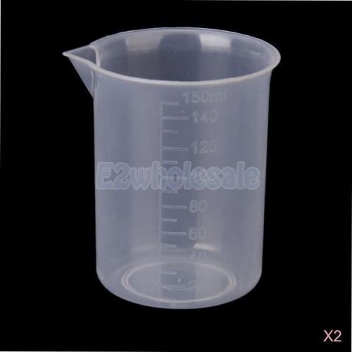 2x 150ml Plastic Kitchen Lab Graduated Beaker Measuring Cup Measure Container