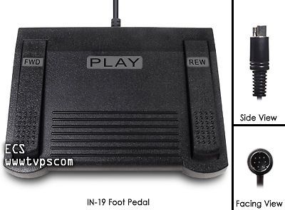 IN-19 IN19 8 Pin Mini Din Plug Foot Pedal for Lanier, Olympus, Philips