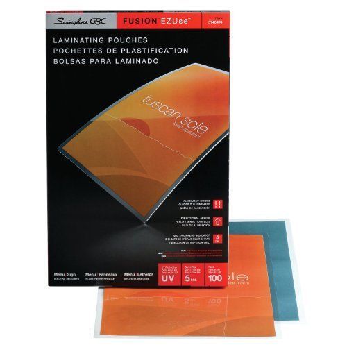 New swingline gbc fusion ezuse 3740474 menu size laminating pouches 5mil 100/pk for sale