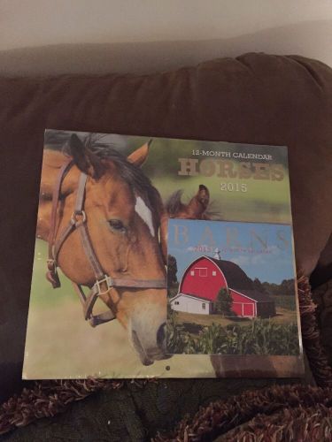 2015 12 Month Wall Calendar ~ HORSES BONUS Smaller BARNS NATURE Buy It Now!!!