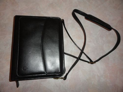 Franklin Covey Black Leather 7 Ring 1.5&#034; Zip Shoulder Binder Planner (0115-33)