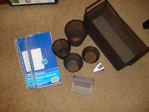 MISCELLANEOUS METAL MESH OFFICE DESK ACCESSORIES ORGANIZATORS + -- LOT OF 9