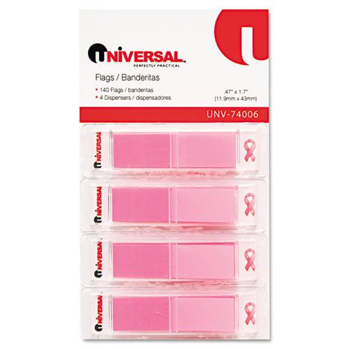 Universal Pop-Up Page Flags, 1/2 x 1-7/10, Pink, 140 per Pack