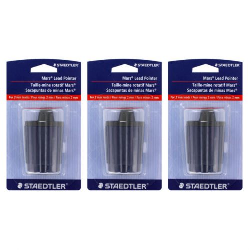 Staedtler Mars Rotary Lead Pointer Sharpener, For 2mm Leads, Blue 3/Pack 502BKA6