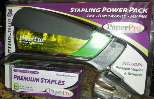 NEW Paperpro Desktop Stapler 20 Sheets Cap. GREEN Bundle Staple Remover Staples