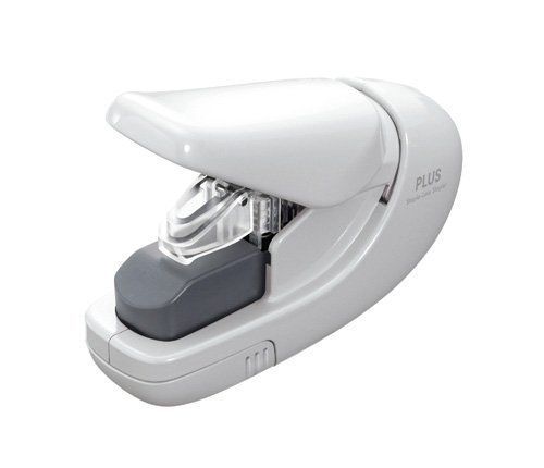 Plus Paper Clinch Stapleless Stapler, White New