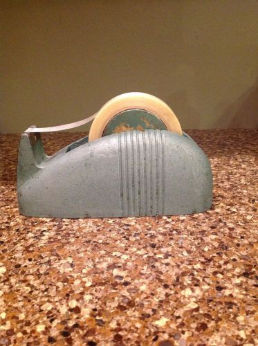 Vtg green cast iron scotch industrial metal tape dispenser art deco whale tail for sale