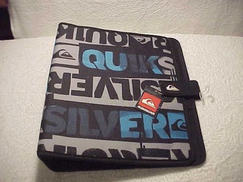 QUIKSILVER THREE RING BLACK BINDER FOLDER BLUE SILVER BRAND NEW