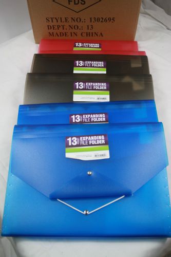 6 PAK Expanding File Folders-13 Pockets w/Tabs-New