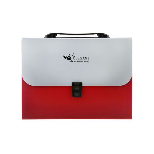 A4 / 12 Gusset Plastic BRIEFCASE FILE ORGANISER Portfolio Expanding File  Red