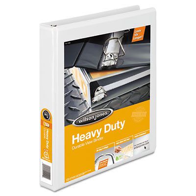 Heavy-Duty D-Ring Vinyl View Binder, 1&#034; Capacity, White