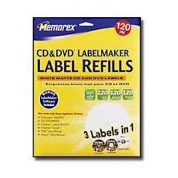 Memorex Labels - Matte White - 120 Pcs.. Sold as Each