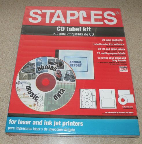 Staples CD DVD Label Kit Software for Laser or Ink Jet Printers New Sealed Box