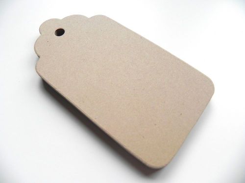 25 LARGE Kraft Scallop Gift Tags Blank 80 lb. 2.25 x 4.5 Plain DIY Christmas