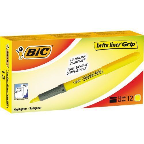 Bic Brite Liner Grip Highlighter - Chisel Marker Point Style - Yellow (gbl11yw)