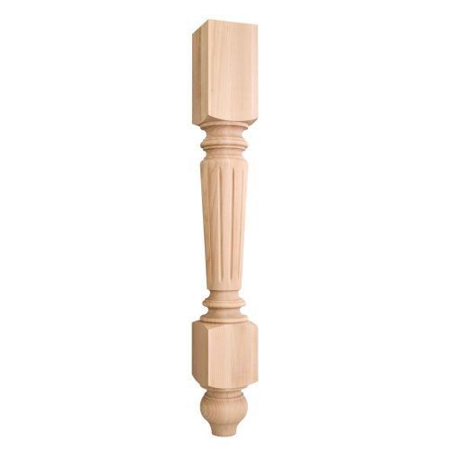 Fluted Turned Wood Post (Island Leg)-  4-1/2&#034; x 4-1/2&#034; x 35-1/2&#034;  - #P16