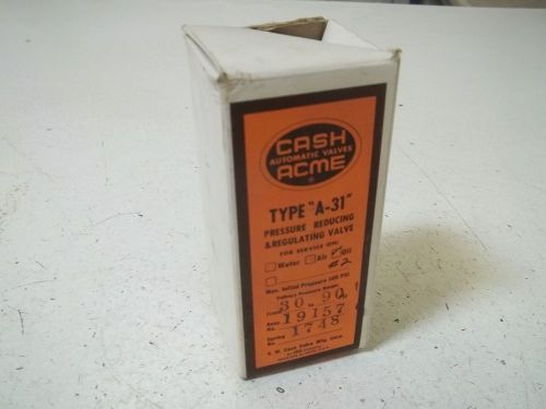 CASH VALVE MFG. CORP. A-31 PRESSURE REDUCING &amp; REGULATING VALVE *NEW IN A BOX*