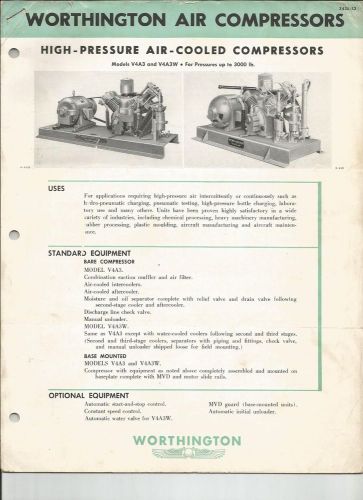 1950s WORTHINGTON CORP  AIR COMPRESSOR BROCHURE &amp; PARTS CATALOG  HARRISON NJ #2