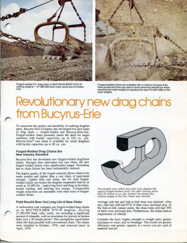 BUCYRUS ERIE REVOLUTIONARY NEW DRAG CHAINS SALES BROCHURE  RARE