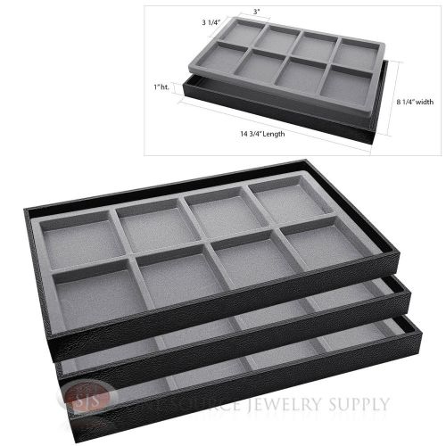 3 wooden sample display trays 3 divided 8 compartment gray tray liner inserts for sale