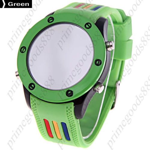 Led light digital watch unisex wrist watch stylish watch rubber strap in green for sale