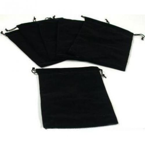 6 Jewelry Travel Gift Bags Black Velvet Drawstring