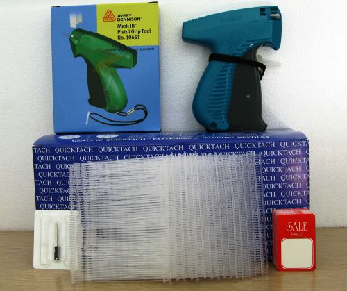 10651 AVERY DENNISON Tag Gun + 5000 3&#034; Clear Barbs + 100  SALE  PRICE TAG