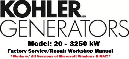 Kohler industrial generator sets model 20 -3250 kw factory service/repair manual for sale