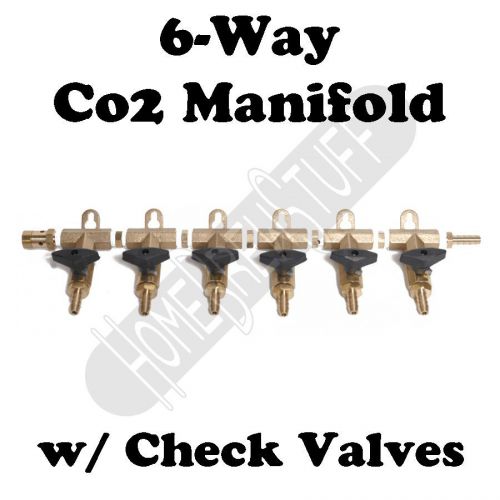 6 way co2 air gas distribution manifold splitter draft beer kegerator 5//16 barb for sale