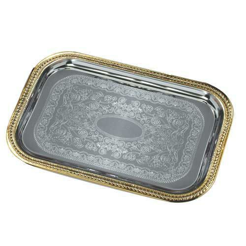 Carlisle (608909) - 20-5/8&#034; Celebration Rectangular Trays with Gold Borders