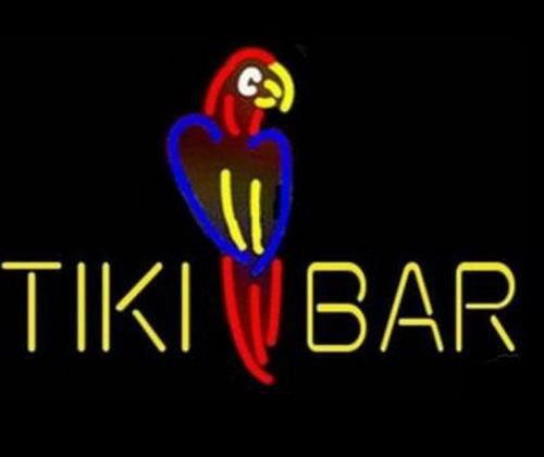 TIKI BAR WITH PARROT NEON SCULPTURE