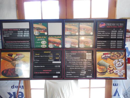 (2) lighted restaurant menu signs (each 8ft long x 21/2 feet tall) for sale