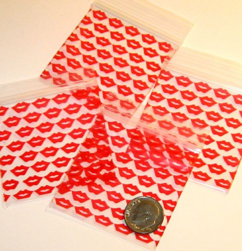 200 Red Lips Baggies 2 x 2&#034; Apple brand Mini Ziplock Bags 2020