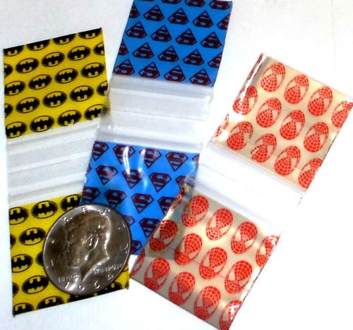 300 superhero trio 1.5 x 1.5&#034; mini ziplock bags 1515 spider- bat- superman for sale