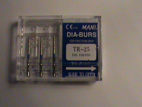 Dental Diamond Burs MANI TR-25 FRICTION Grip ISO199/016  3pcs