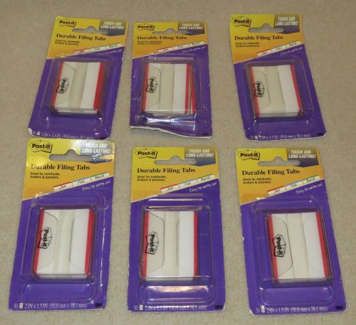 6 Packs of 50 Post-it Durable Filing Tabs (Total 300) 2&#034;X1.5&#034;