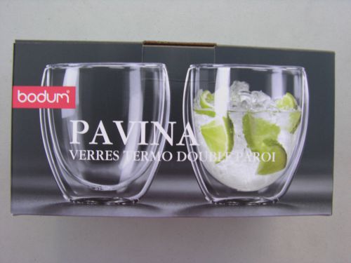 2 Bodum Pavina Cappuccino Glasses Double Wall 8 oz Free Shipping US Only