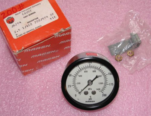 (1) Marsh J6254 200PSI/1400kPa Pressure Gauge 2-3/4&#034; Dia. New Surplus Stock