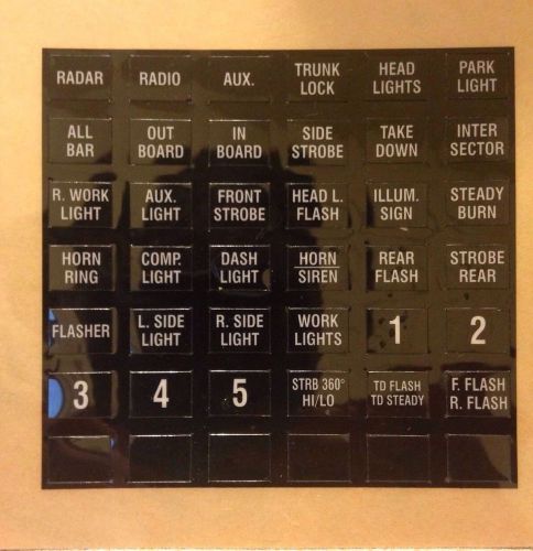 1 SET OF WHELEN SIREN SWITCH BOX LEGENDS LABELS LABEL